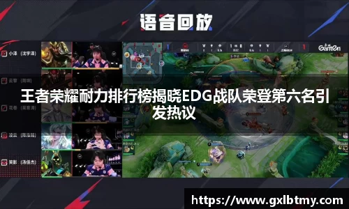 王者荣耀耐力排行榜揭晓EDG战队荣登第六名引发热议