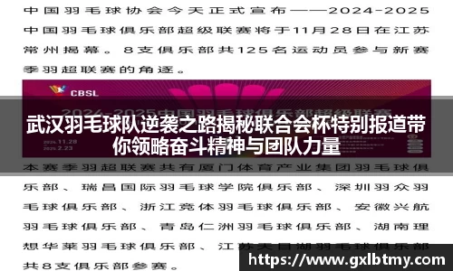 武汉羽毛球队逆袭之路揭秘联合会杯特别报道带你领略奋斗精神与团队力量